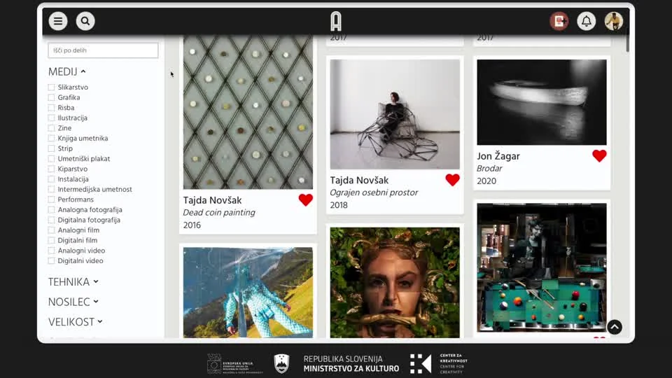 Catalogue of artworks on the Artopolis platform.
